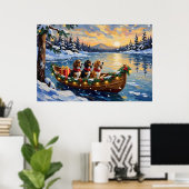 Basset Hound Christmas Boat Holiday Poster (Heimbüro)