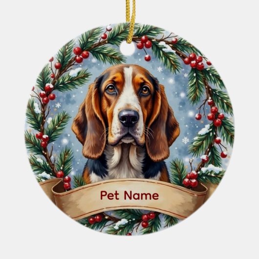 Basset Hound Christmas Keramik Ornament (Vorne)
