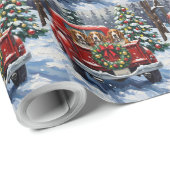 Basset Hound Christmas Red Truck Holiday Geschenkpapier (Rolleneckpunkt)