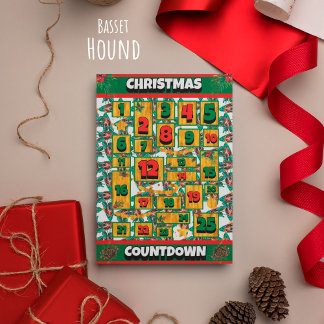 Basset Hound Countdown Weihnachtskalender Feiertagskarte