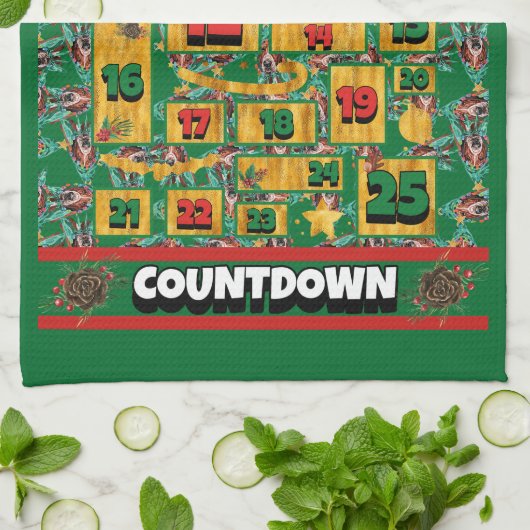 Basset Hound Countdown Weihnachtskalender Geschirrtuch (Gefaltet)