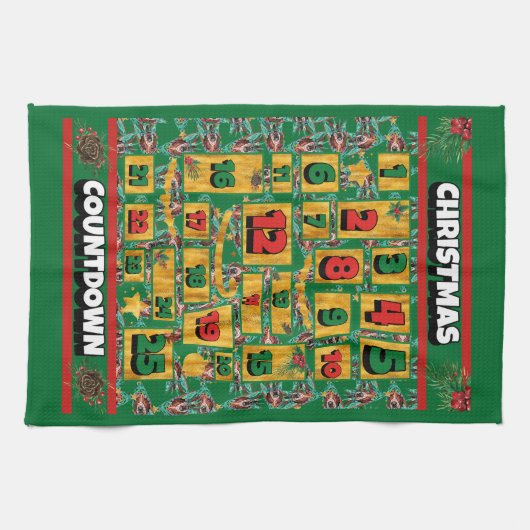 Basset Hound Countdown Weihnachtskalender Geschirrtuch (Horizontal)