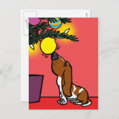 BASSET HOUND CURIOSITY POSTCARD FEIERTAGSPOSTKARTE (Vorne/Hinten)