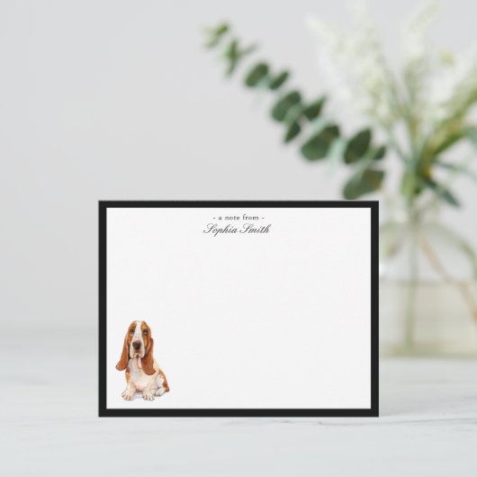 Basset Hound Custom Flat Dankeschön Hinweise Dankeskarte (Stehend Vorderseite)