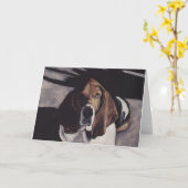 Basset Hound Dog Art Grußkarte Karte (Gelbe Blume)