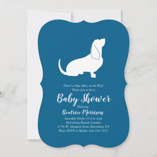 Basset Hound Dog Baby Shower Boy Blue Einladung (Vorderseite)