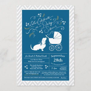Basset Hound Dog Baby Shower Boy Blue Einladung