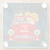 Basset Hound Dog Beängstigendes Halloween Auto Glasuntersetzer (Rückseite)