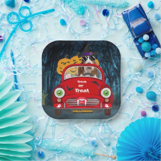 Basset Hound Dog Beängstigendes Halloween Auto Pappteller (Party)