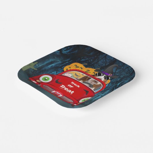 Basset Hound Dog Beängstigendes Halloween Auto Pappteller (Gewinkelt)