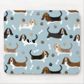 Basset Hound Dog Bones and Paws Mouse Pad Mousepad (Vorne)