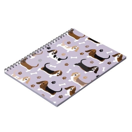 Basset Hound Dog Bones and Paws Notebook Notizblock (Linke Seite)