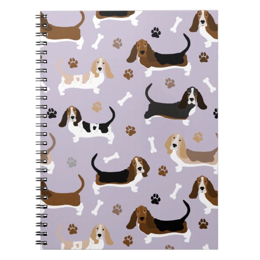 Basset Hound Dog Bones and Paws Notebook Notizblock (Vorderseite)
