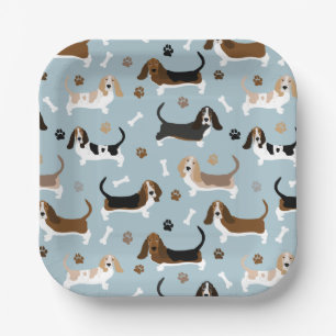 Basset Hound Dog Bones and Paws Paper Teller