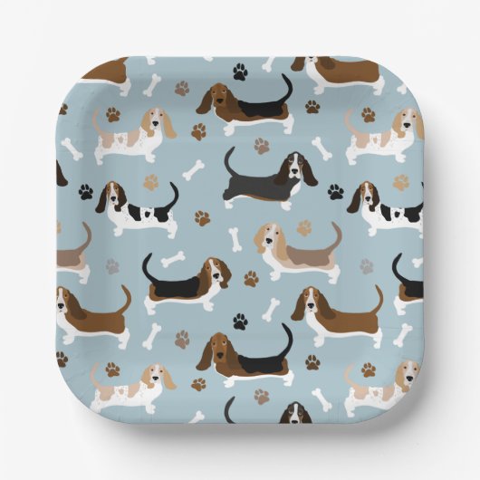 Basset Hound Dog Bones and Paws Paper Teller (Vorderseite)