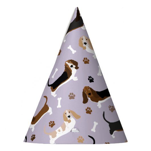 Basset Hound Dog Bones and Paws Party Hat Partyhütchen (Links)