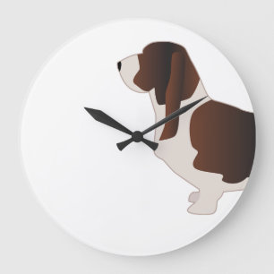 Basset Hound Dog Breed Silhouette Illustration Große Wanduhr