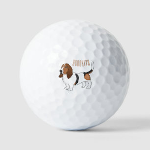 Basset hound dog cartoon illustration golfball