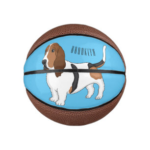 Basset hound dog cartoon illustration mini basketball