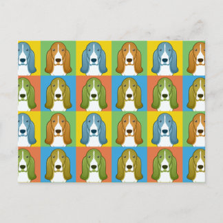 Basset Hound Dog Cartoon Pop Art Postkarte