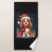 Basset Hound Dog Christmas Outfits Santa Hat Dog X Badehandtuch (Badehandtuch)