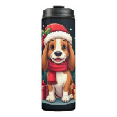 Basset Hound Dog Christmas Outfits Santa Hat Dog X Thermosbecher (Vorderseite)