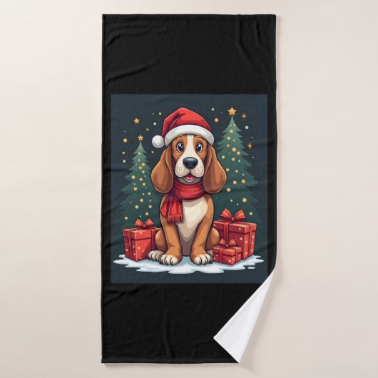 Basset Hound Dog Christmas Parties Santa Dog Lover Badehandtuch (Badehandtuch)