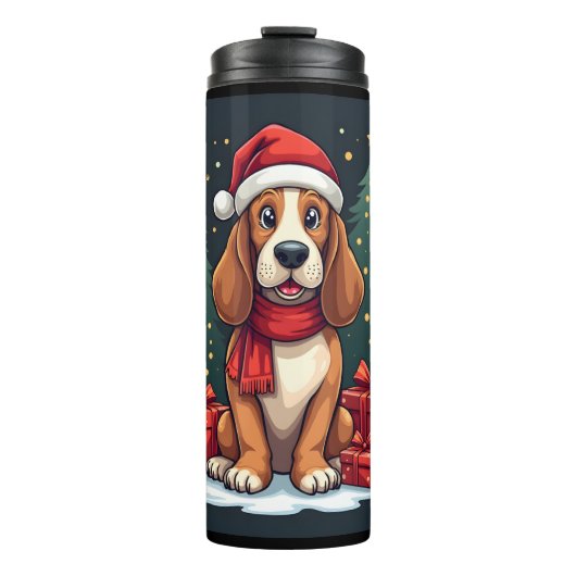 Basset Hound Dog Christmas Parties Santa Dog Lover Thermosbecher (Vorderseite)