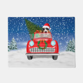 Basset Hound Dog Driving Car In Snow Christmas Fußmatte (Vorderseite)