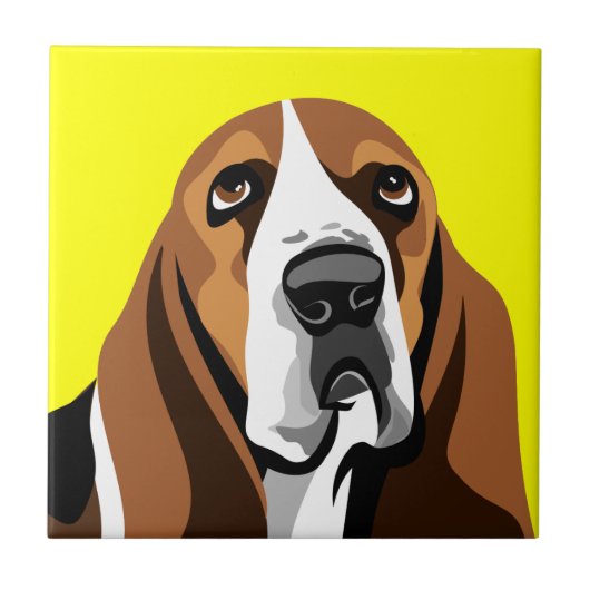 Basset Hound Dog Fliese (Vorderseite)