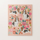 Basset Hound Dog Florals Puzzle (Vertikal)