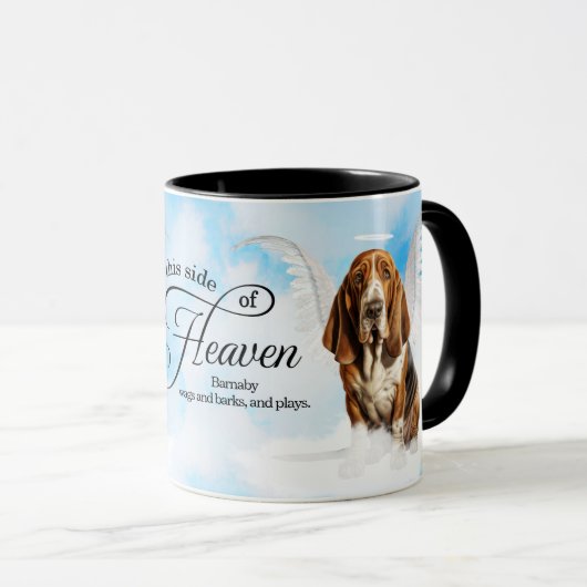 Basset Hound Dog Heaven Personalized Memorial Tasse (VorderseiteRechts)
