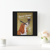 Basset Hound Dog Kaffee Quadratische Wanduhr (Zuhause)