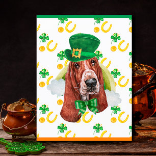 Basset Hound Dog Kleeblatt St. Patricks Day Feiertagspostkarte