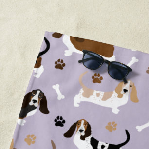 Basset Hound Dog Knochen und Paws Beach Handtuch