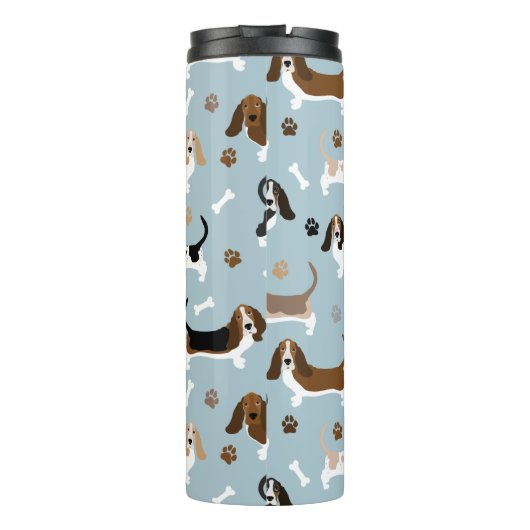 Basset Hound Dog Knochen und Paws Thermal Tumbler Thermosbecher (Rückseite)