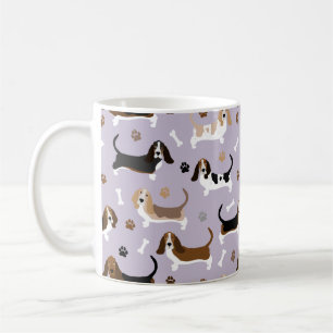 Basset Hound Dog Knochen und Pfoten Kaffee Tasse