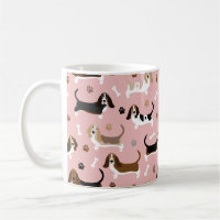Basset Hound Dog Knochen und Pfoten Kaffee Tasse
