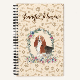 Basset Hound Dog Paw Print & Floral Niedliches Not Notizblock