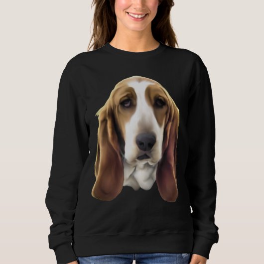 Basset Hound Dog Portrait Print Sweatshirt (Vorderseite)