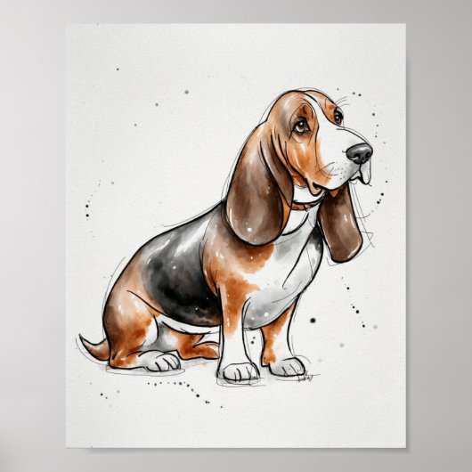 Basset Hound | Dog Print | Dog Art Print Poster (Vorne)