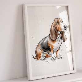 Basset Hound | Dog Print | Dog Art Print Poster