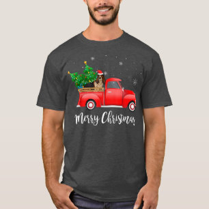 Basset Hound Dog Reiten Red Truck Weihnachten T-Shirt