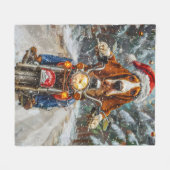 Basset Hound Dog Riding Motorrad Weihnachten Fleecedecke (Vorderseite (Horizontal))