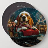 Basset Hound Dog Roller Untersetzer Weihnachten Button (Vorne & Hinten)