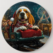 Basset Hound Dog Roller Untersetzer Weihnachten Button (Vorderseite)