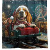 Basset Hound Dog Roller Untersetzer Weihnachten Duschvorhang (Vorderseite)