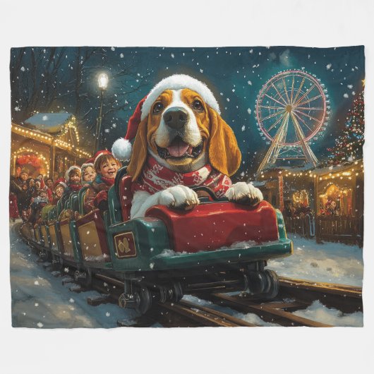 Basset Hound Dog Roller Untersetzer Weihnachten Fleecedecke (Vorderseite (Horizontal))
