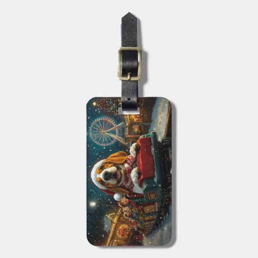 Basset Hound Dog Roller Untersetzer Weihnachten Gepäckanhänger (Vorderseite vertikal)