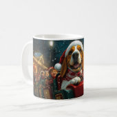 Basset Hound Dog Roller Untersetzer Weihnachten Kaffeetasse (Vorderseite Links)